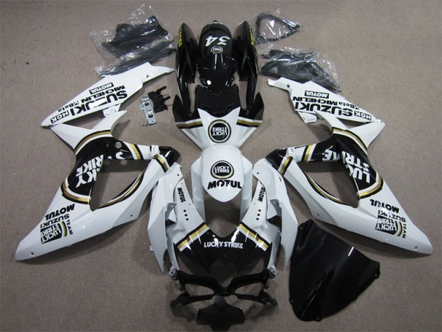 Carene GSXR 600 K8 2008-2010 - Bianco Lucky Strike Nero Motul